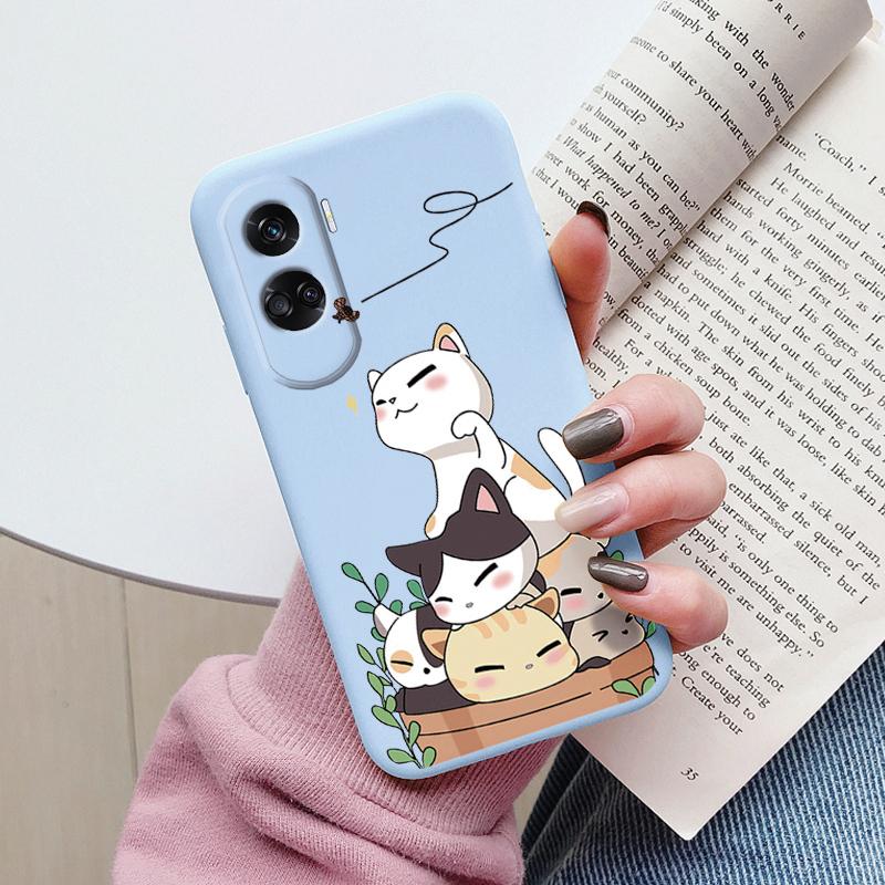 Case Funda For Honor 90 Lite Cover Colorful Flowers Heart Cartoon Shell Soft Silicone Couqe For Honor 90 70 X7 Leopard Bumper