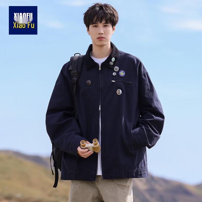 

Men s American Vintage Color-Block Lapel Jacket 2XL