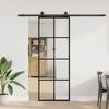VidaXL Sliding Door Hardware Kit Black 76x205 Cm ESG Glass, Interior Door, Interior Barn Door, Door 3375942