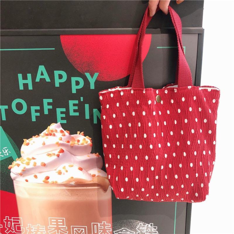 12 small fresh and cute small cloth bags women's wrinkled cloth printed handbags Bento bags