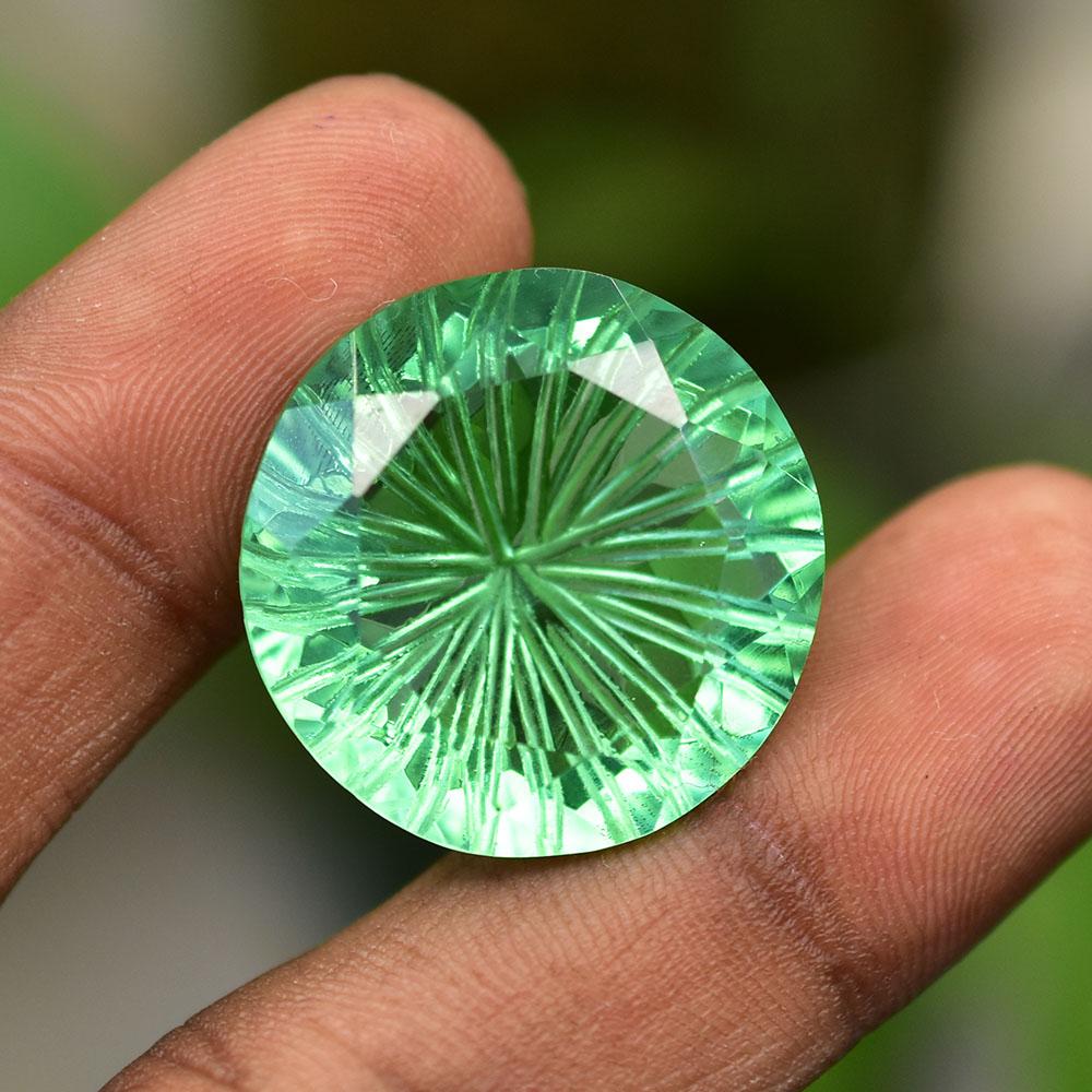Lab-Created Green Peridot Loose Gemstone Round Shape 36.05 Ct for Jewelry Making and Gem Collections