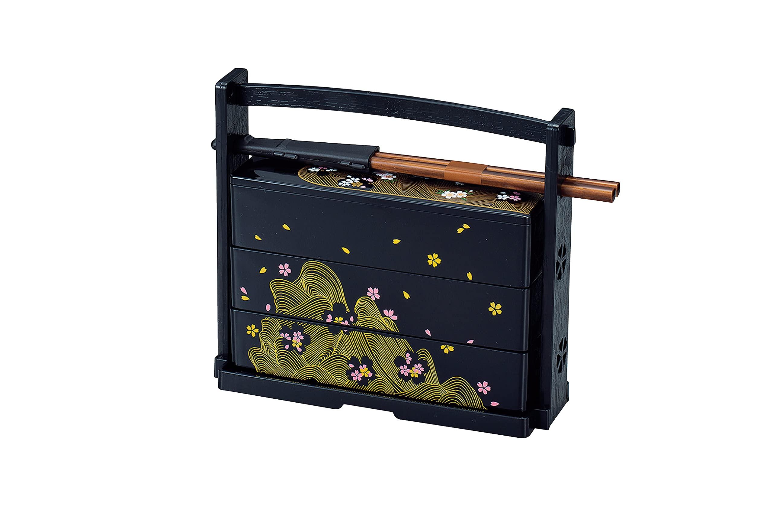 

Набор для ланча для чайной церемонии на открытом воздухе Tatsumiya с сакурой на 303049 (600мл) Ручка, Волны, чёрный