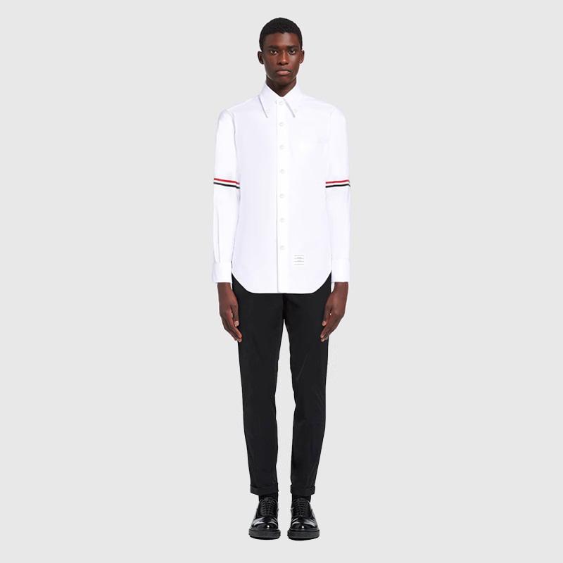 TB shirt unisex TB loose casual Oxford spinning couple simple trendy brand color stripe woven white shirt