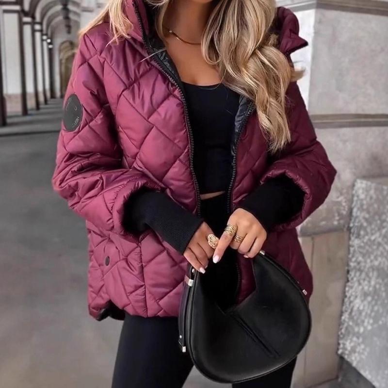 Hooded Jacket for Women with Pockets and Zipper Long Sleeve Loose Coat Street Fashion Outerwear