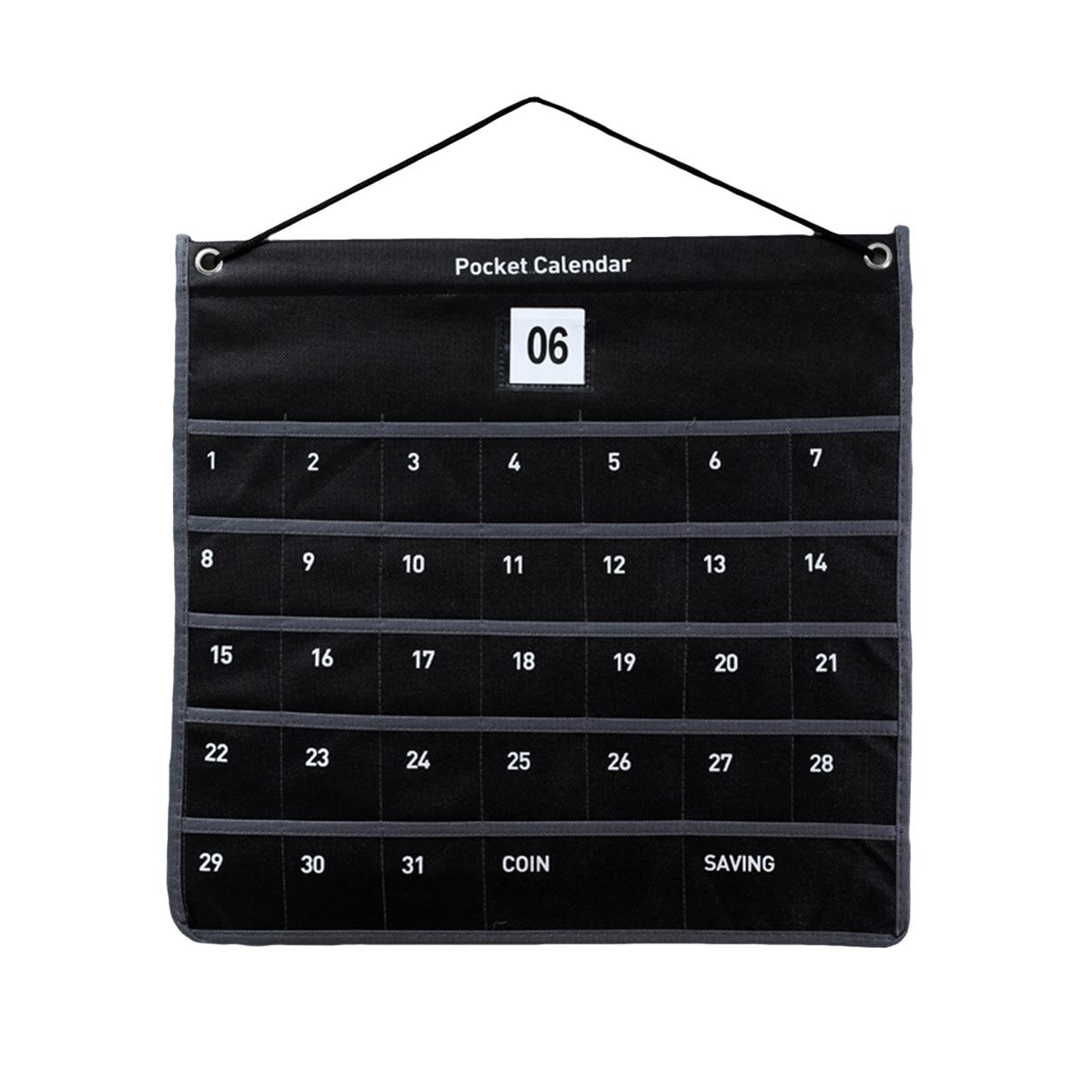 

Настенный календарь, тканевый чехол для хранения, настенный органайзер, ежемесячный календарь для гостиной, спальни, ванной, кухни чёрный