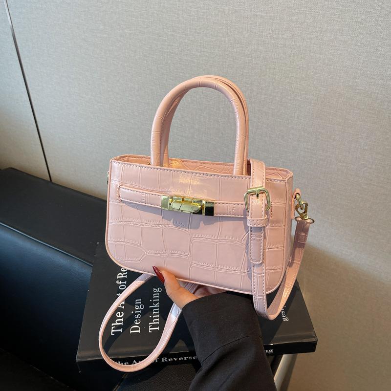 Korean Version of Summer Portable Small Bag Women's 2025 New Simple Stone Pattern Small Square Bag Versatile Shoulder Messenger Bag