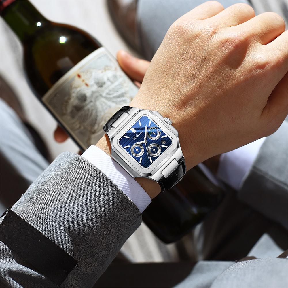 CHENXI Business Men's Wristwatch Square Dial Calendar Display Quartz Watches Waterproof Luminous Chronograph Man Watch