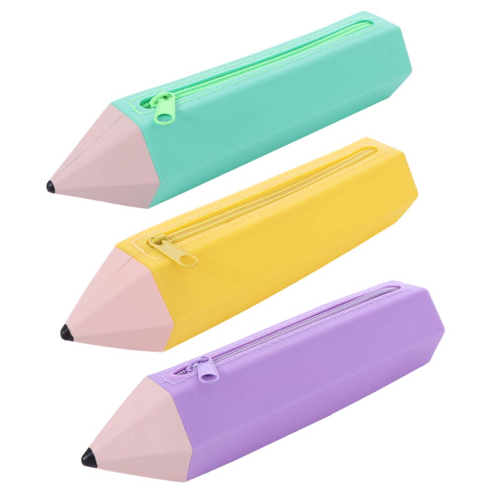 Easy To Clean Pencil Shape Bag Soft Material Soft Pencil Case  Stationery Storage