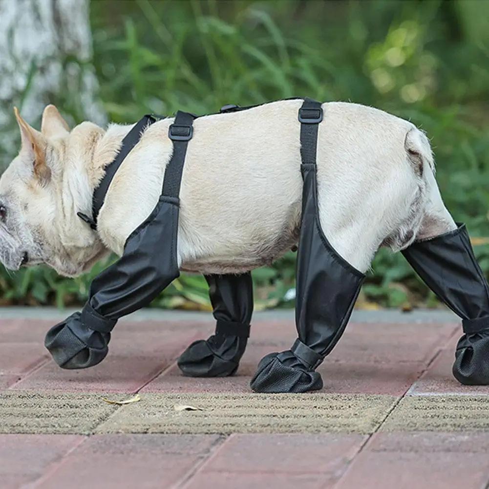 Hundeschuhe Wasserdicht Verstellbare Hundestiefel Regentag Haustier Atmungsaktive Schuhe Für Outdoor Spaziergänge Weiche Französische Bulldoggen Pfoten Schutz Y8A8