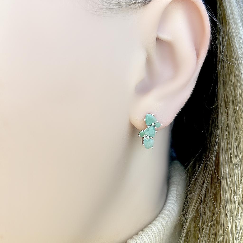 Silver Earrings with Natural Emerald 1.4ct (2111511)