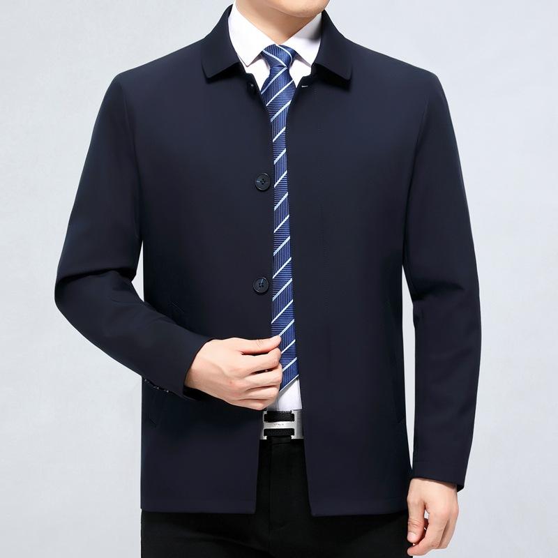 High-end Men's Mulberry Silk Jacket, Middle-aged Business Casual Spring and Autumn Lapel Jacket, High-end Dad Button Jacket