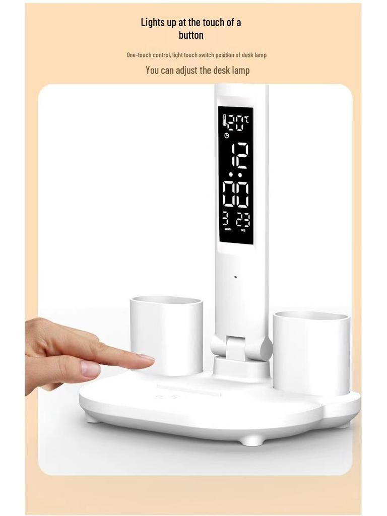 Rechargeable Double-Head Folding Desk Lamp, Eye-Protective, Bright Compact Study Light for Dorms and Students