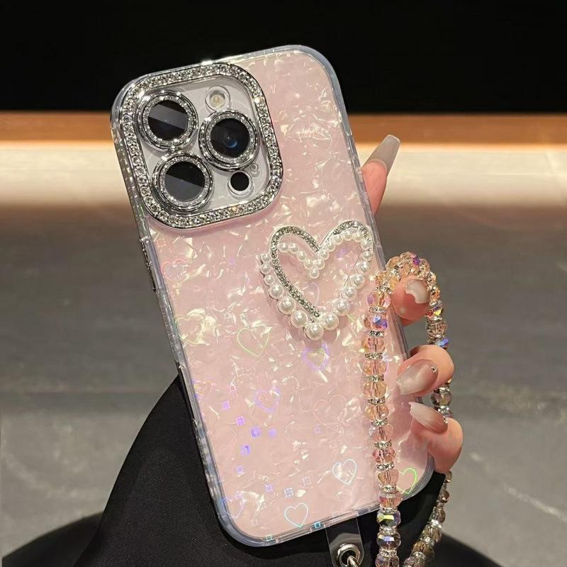 Porous Love Shell Pattern Double Heart Case for iPhone 17 Pro Max/15 Pro/12