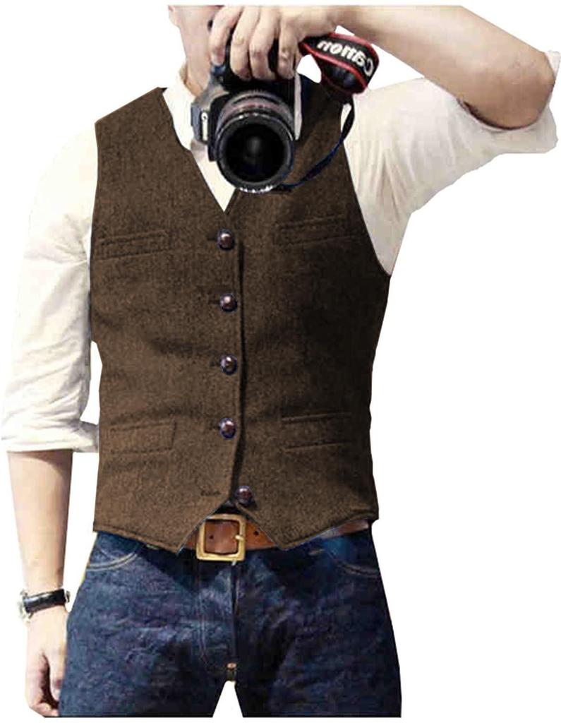 Men's Herringbone Business Casual Vest - British Style Hot Seller
