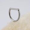 CZ 16G Septum Ring D Shape Body Piercing Jewelry Nose Ring Hoop  Conch Helix Piercing