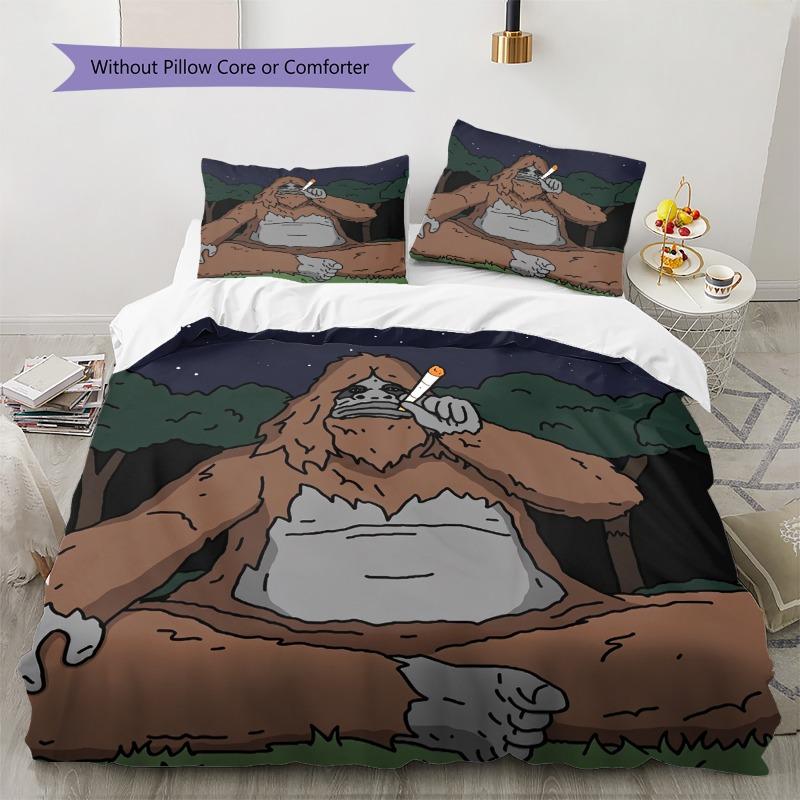 The Big Lez Show Sassy Night Forest 3 Pieces Bedding Set, Cartoon Bigfoot Duvet Cover & Pillowcases