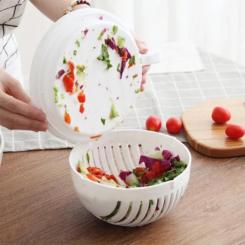 1pc Chopper Vegetable Salad Cutter Cutting Bowl Vegetable Slices Cut Fruit for Kitchen Tools Accessories Gadgets Kitchen Items