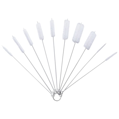 Pigeon Straw Brush, Cleaning Brush, Hose Brush, Very Fine Injector Brush, 20cm, Various Diameters, 10-Piece Set (White)