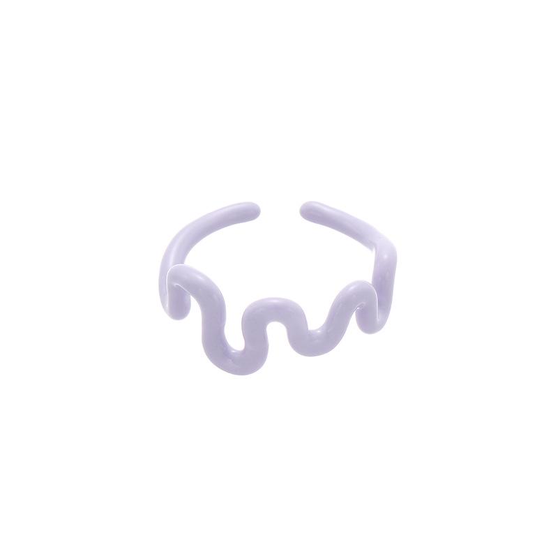 YOK Simple Curved Macaron Color Open Ring for Women