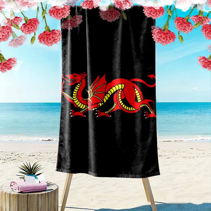 Y Ddraig Goch Print Beach Towel Large Soft Quick Dry Towel For Beach Camping Swimming