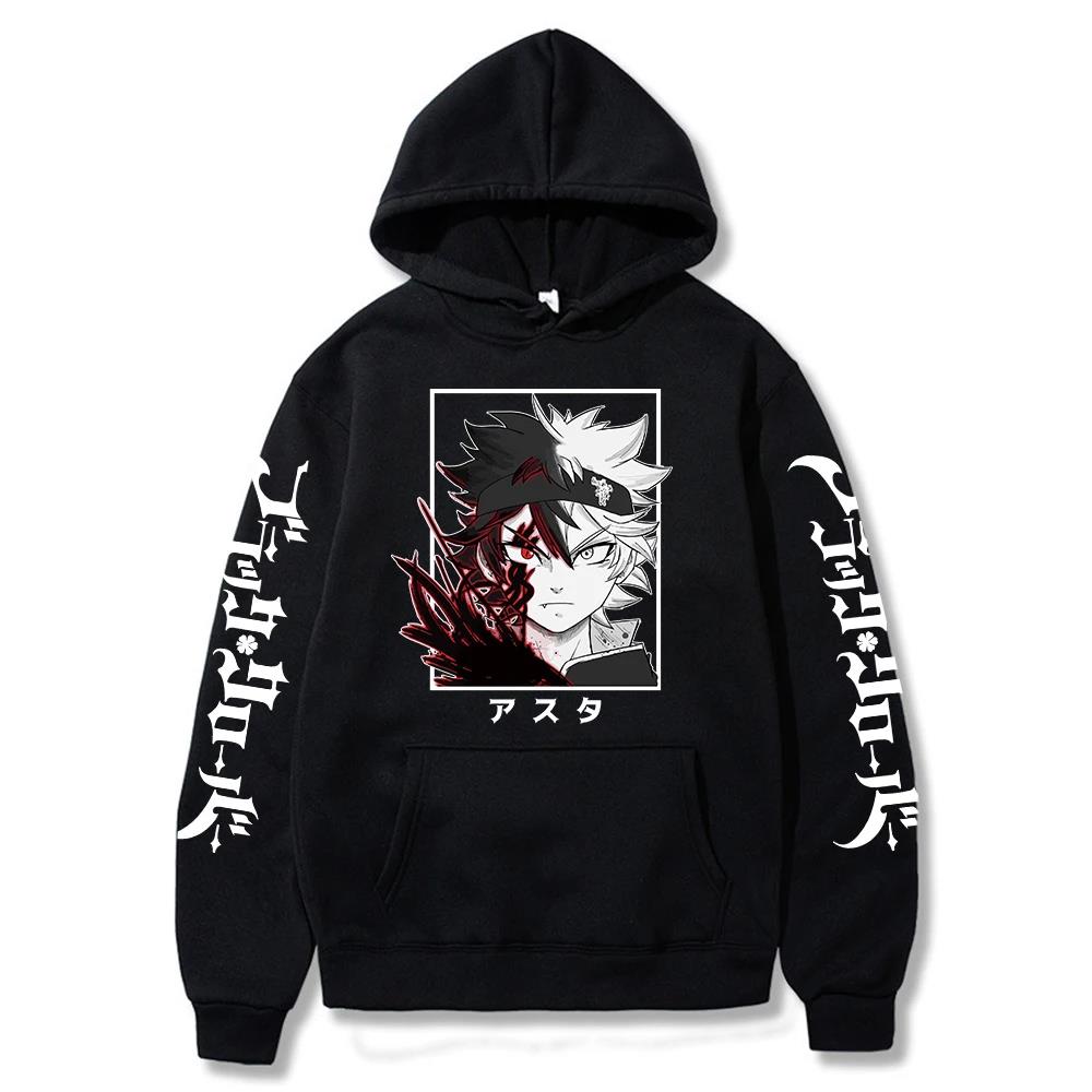 Black Clover Anime Men's Clothes Hoodie Sweatshirts Harajuku Manga Asta Oversized Winter Long Sleeve Streetwear Hoodies