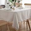 Table Cloth Rectangular Elegant Tablecloths Tassel Nordic Simple Plain Linen Bamboo Hemp Table Cover Wedding For Dining Table