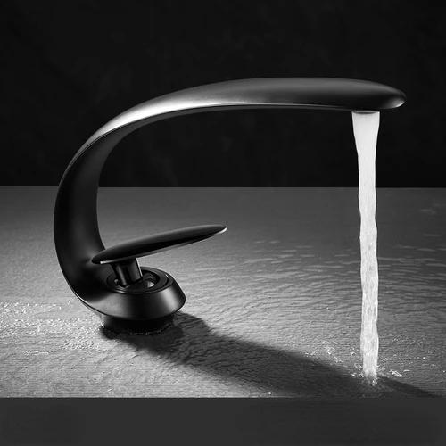 Creative Bathroom Sink Faucet Tap White Brass Wash Basin Faucets Single Handle Hot and Cold Waterfall Modern Elegant Mixer Tap