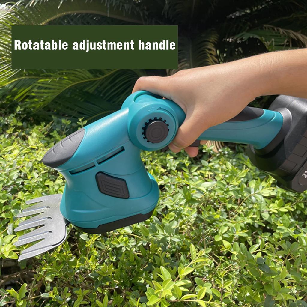 Cordless Electric 2-in-1 Hedge Trimmer Shrub Pruner Mower Handheld Garden Weeding Tool Compatible with Makita 18V Battery