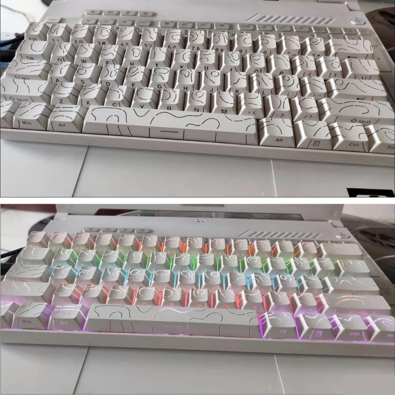 Original Height Side Engraved Keycaps Premium PBT Contour4.0 Theme for 61 64 68 75 84 87 Mechanical Keyboards
