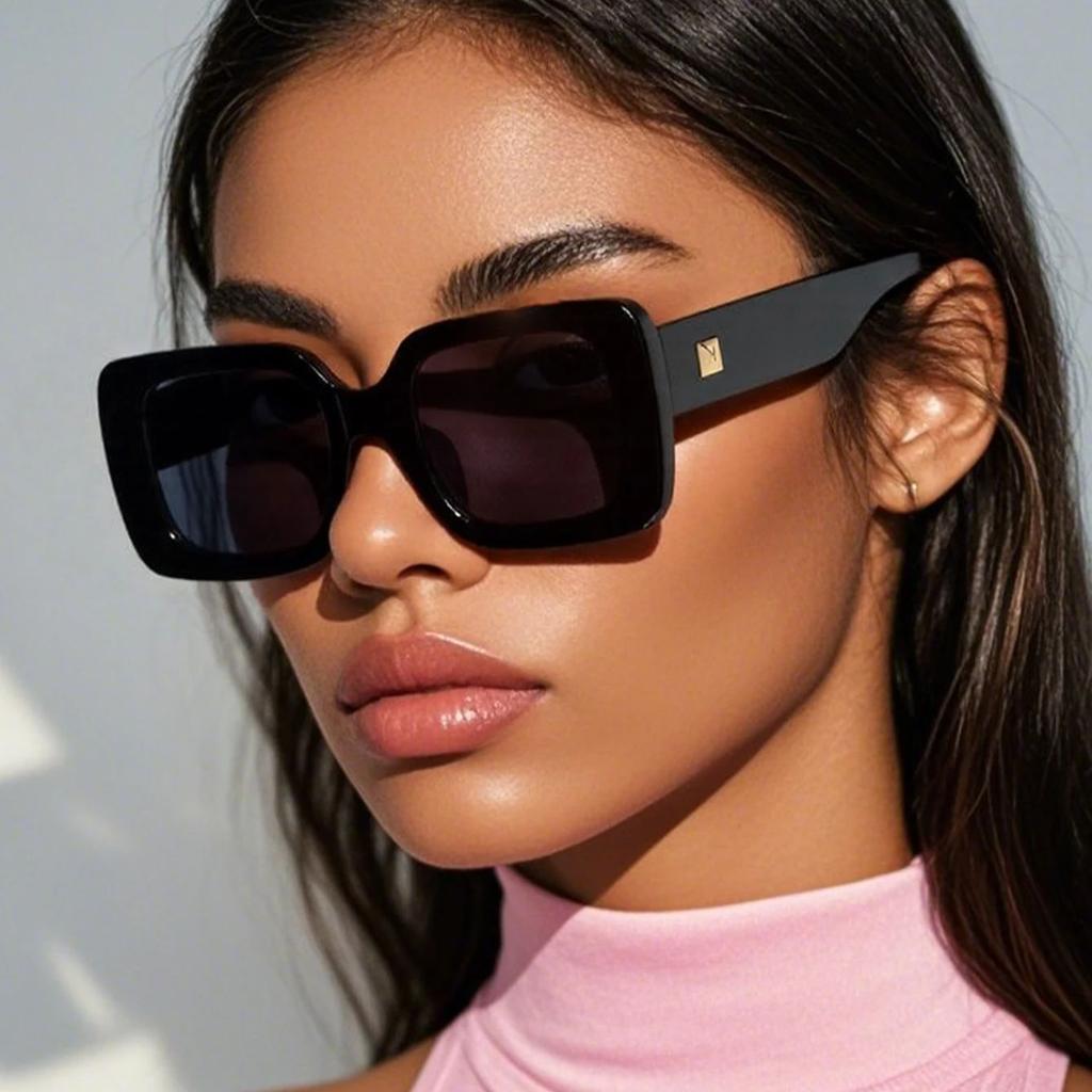 2pcs Square Brand Sunglasses Women Luxury Brand Travel Rectangle Sun Glasses Female Fashion Retro Small Eyeglasses UV400