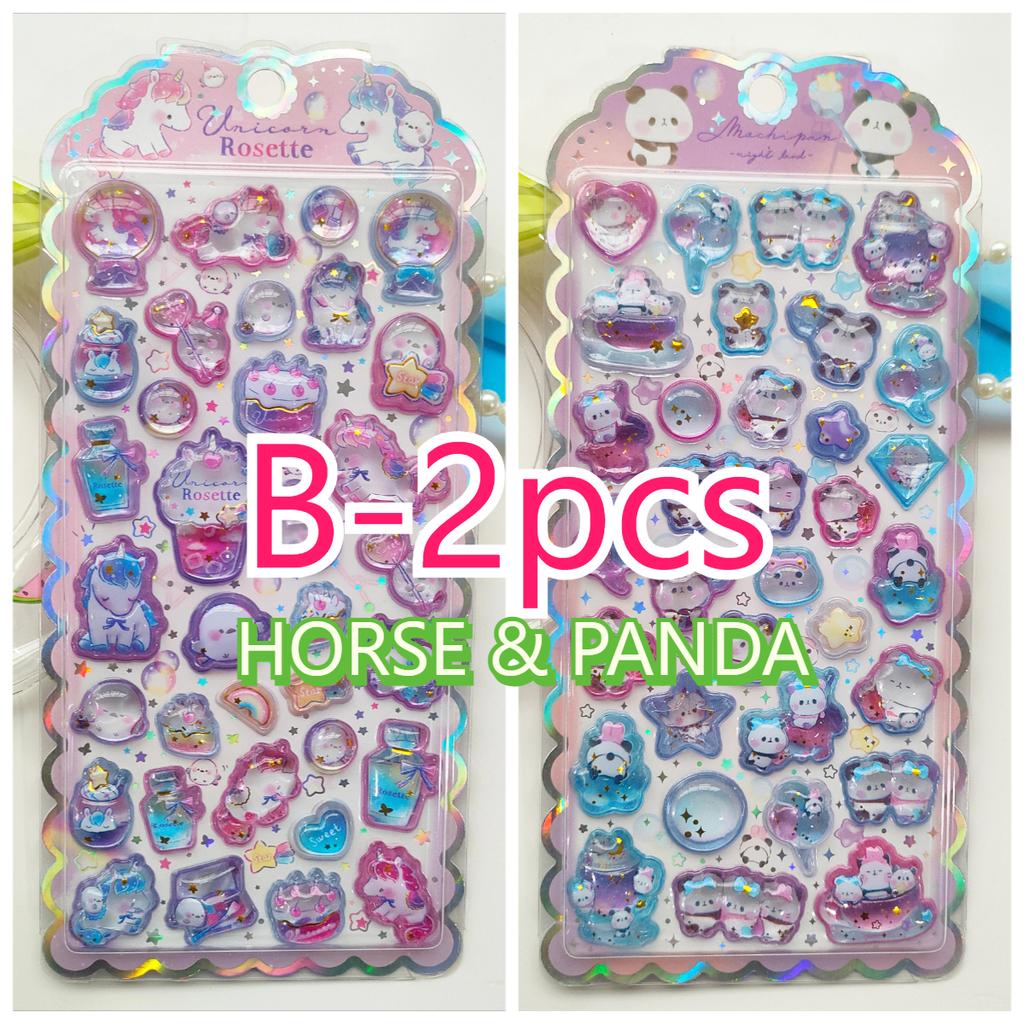 3D Animal Gem Relief Stickers Cute Cat Panda Candy Color Transparent DIY Decor for Laptop Phone Notebook Kids Girls Gift Toys