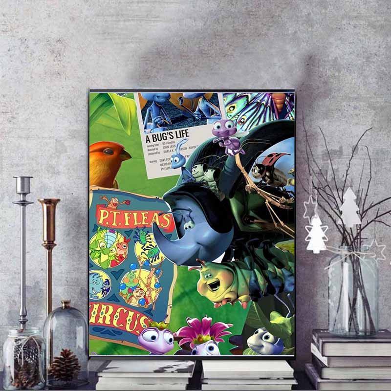 Disney 5D DIY Diamond Painting Bug Crisis Illustration, Full Round Diamond Mosaic Cartoon Embroidery Art Painting for Home Decoration