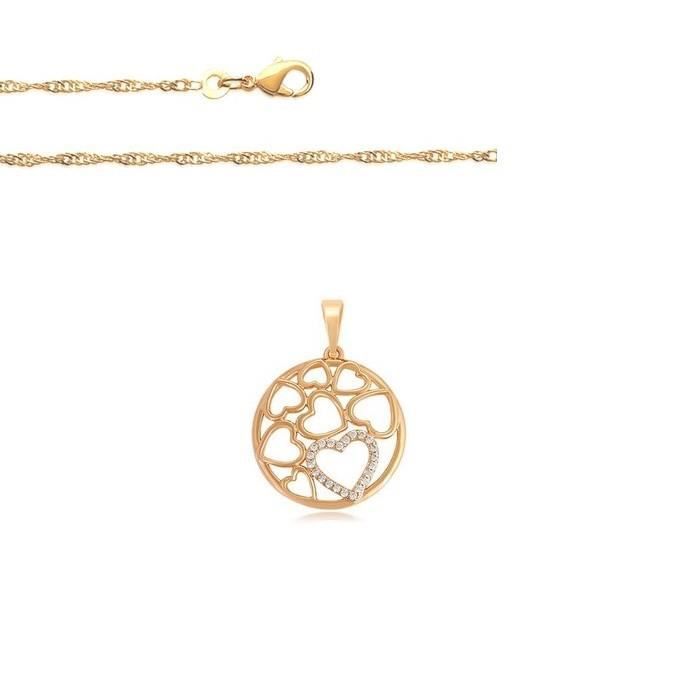 Collier Pendentif Cœur Plaqué Or Vintage - Chaîne Ajourée Rétro, Bijou Fantaisie Occasion Impeccable