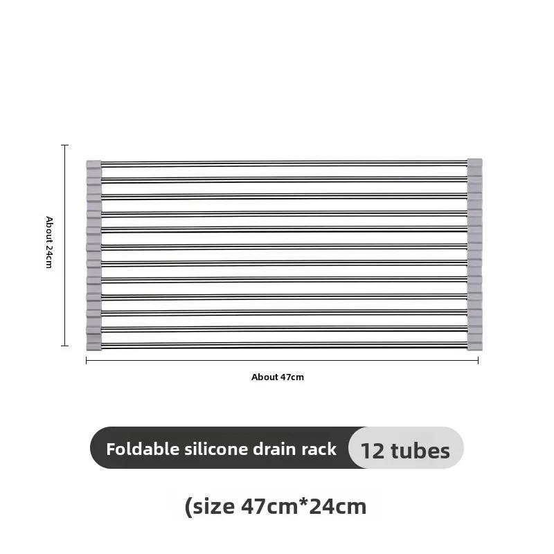 1 Piece of Stainless Steel Folding Drain Rack - Kitchen Foldable Curtain Sink Bowls Chopsticks Fruits and Vegetables Storage 5490₽