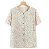 Grandma's Summer Cotton Short Sleeve Shirt - Women's Cotton Linen Top for Middle-aged and Elderly