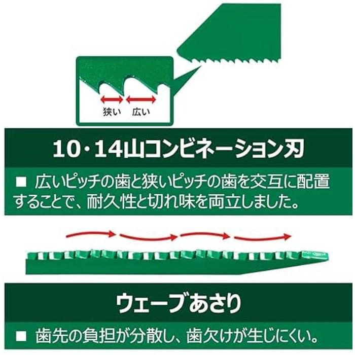 HiKOKI Curved Saber Saw Blade Reciprocating Saw Blade No.252CW (200mm, 5-Pack) 0033-4743 Green