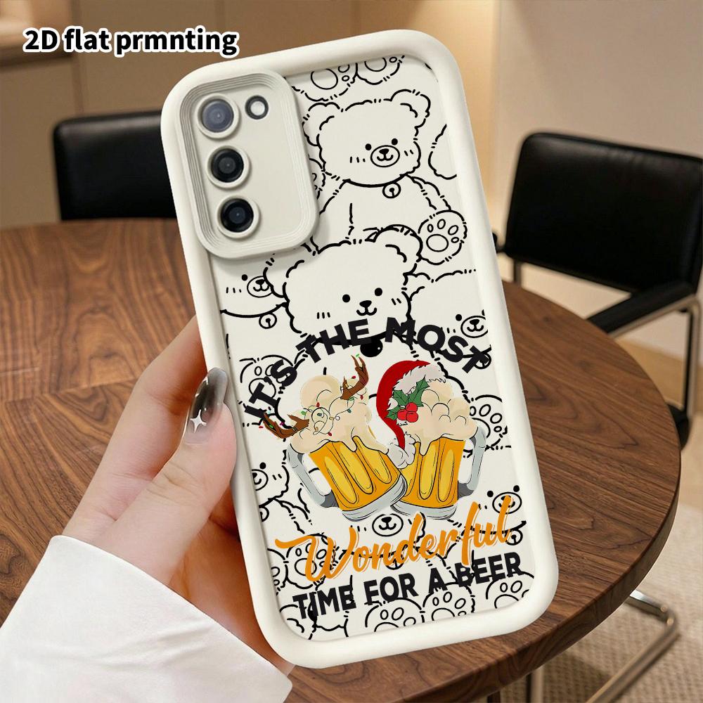 Phone Case: 2D Flat Samsung Galaxy A34 A35 M05 M06 S20 S22 S21 FE Plus 5G Protective Case, Beer Christmas, Christmas and Halloween Gifts