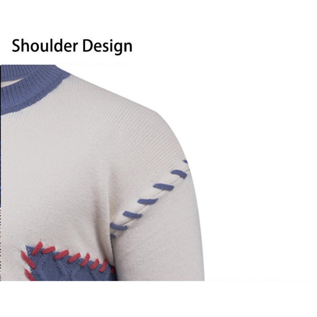 Men's Casual Color-blocked Sweater, Warm And Fashionable Pullover, Paired With A Round-neck Knitted Sweater Inside