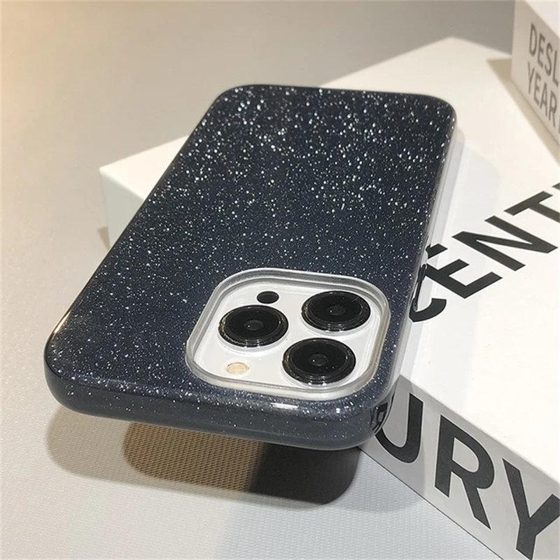 Glitter Bling Gradient Hard PC Thicken Case For iPhone 11 12 13 14 15 Pro Max Mini 7 8 Plus X XR XS SE Shockproof Bumper Cover