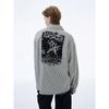 Kisko American Retro Stripesd Raw Edge Band Printed Long-Sleeved Shirt for Men and Women, High-End Silhouette Casual Shirt