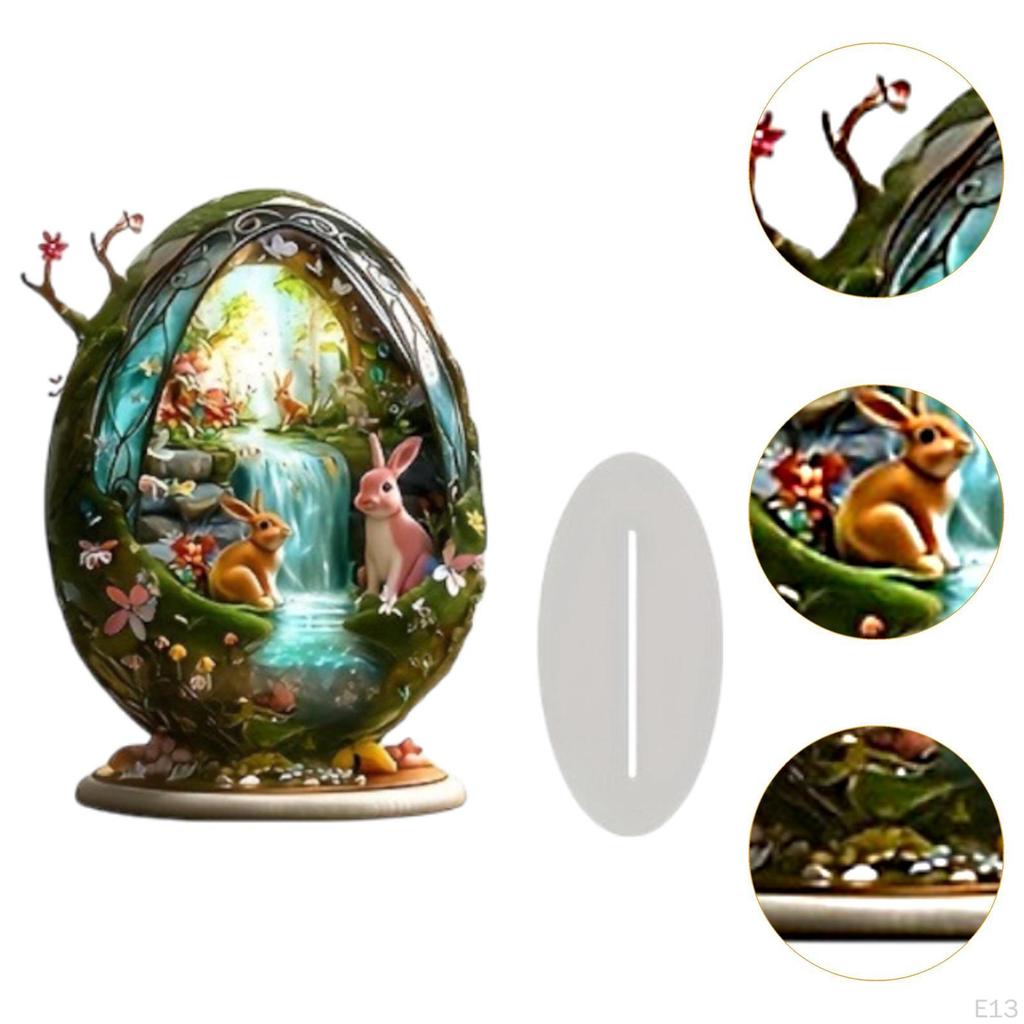 2D Easter Bunny Egg Decoration Acrylic Sign Collectibles Friend Gift Flat Desktop Ornament for