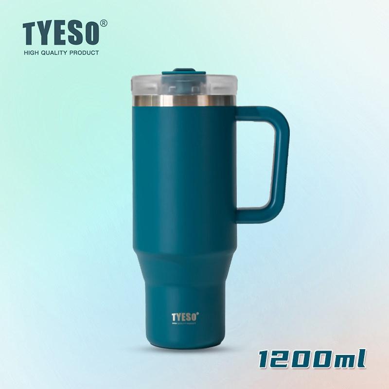 1200ml Tyeso Vacuum With Handle Bottle Stainless Steel Car Mug Straw Thermal Iced Travel Cup Tumbler Hot Cold Water Cup