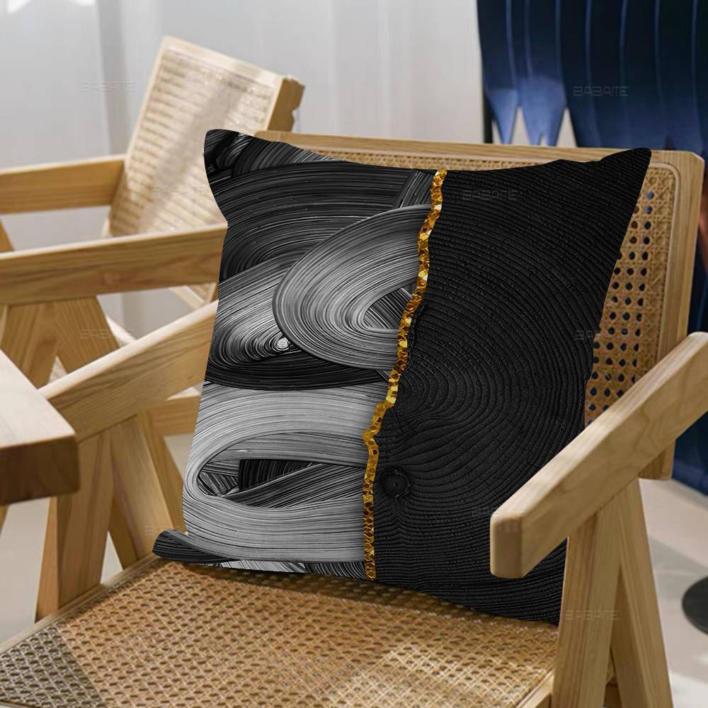 Abstract Golden Black Wood Texture Pillow Cushion Cover Pillowcase Living Room Sofa Home Decor Customized