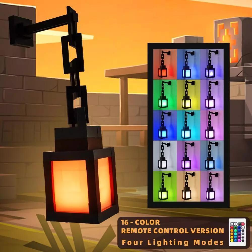 

16 Colors Pixel Style Night Light Portable Lantern Tabletop Ornament Lantern DIY Interior Decoration Festival Atmosphere Light
