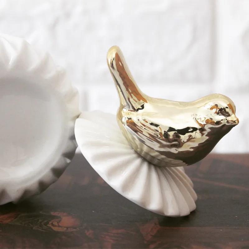 Ins Storage Box Small Animal Cartoon Electroplating Ceramic  Storage Jar with Lid Desktop Finishing Box Bottle Packaging