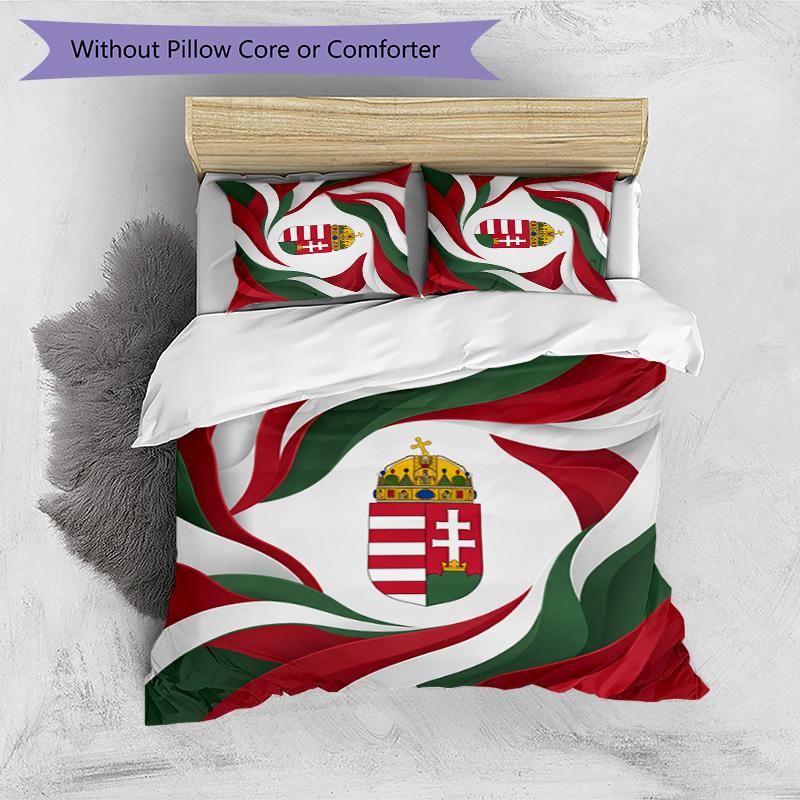 Set Biancheria da Letto Stampata Calcio Ungheria 3 Pezzi Copriletto Traspirante Accogliente come Regalo per Inaugurazione Casa o Festa