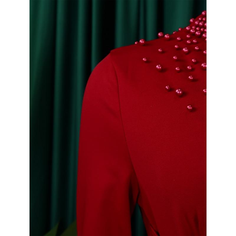 YYFS Women's Fashion Spring Fall Solid Color Print Long Sleeve O-Neck High Waist Casual Dresses