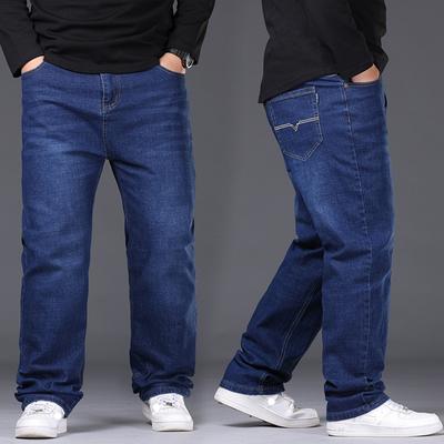Spring And Autumn Season Plus Fat Plus Plus Size Jeans Men'S Business Loose Straight Leg Pants Fat Guy Men'S Pants