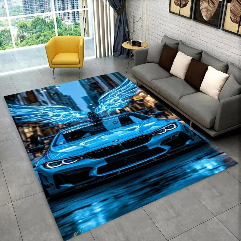 3D Racing Car Motorcycle Bedroom Rug Carpet for Living Room  Kids Play for Sofa Doormat Decor Gift  Non-slip Mat Decoration