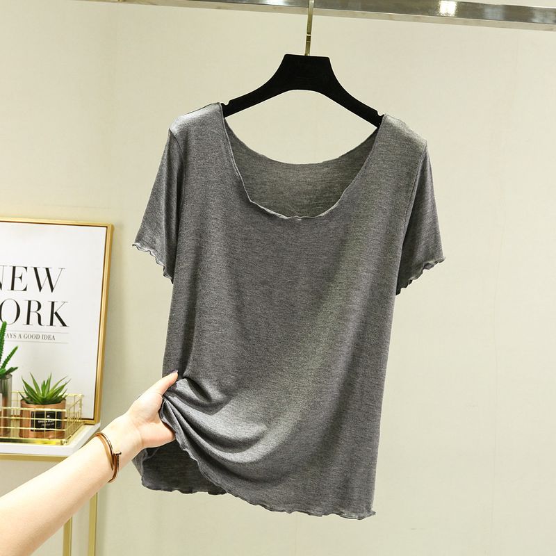 

Modal Spring and Summer Thin Loose Short Sleeve T-shirt Iron Gray 2XL (70.00 kg-80.00 kg recommended